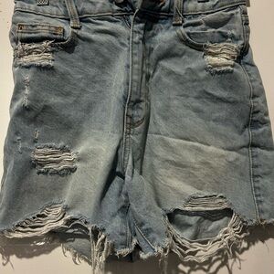 Zara Light Blue Distressed Jean Shorts